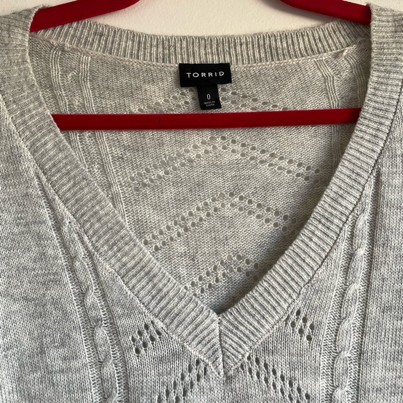 Torrid V Neck 3/4 Sleeve Lace Panel Sweater Size 0 - Picture 5 of 6